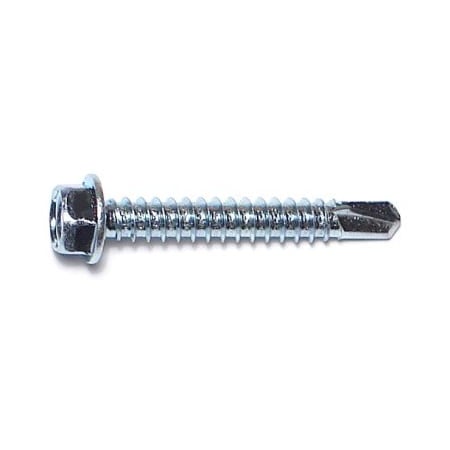 Self-Drilling Screw, #12 X 1-1/2 In, Zinc Plated Steel Hex Head Hex Drive, 250 PK